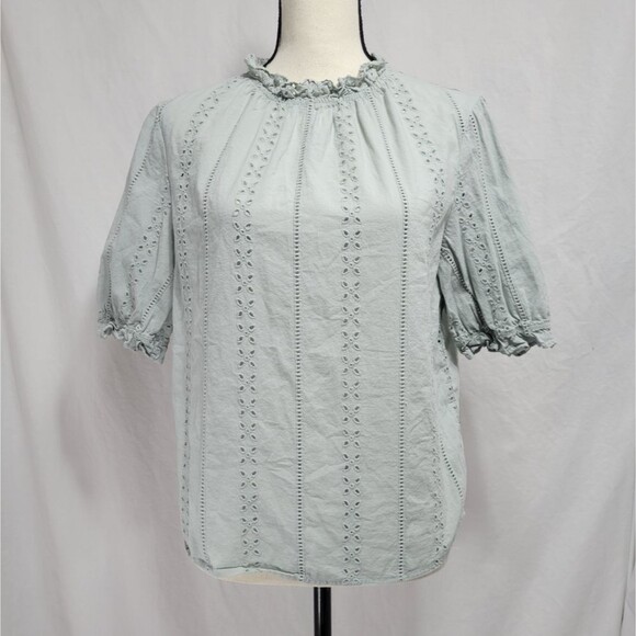 Universal Thread Tops - Universal Threads sage green eyelet short sleeve pullover blouse, size S
